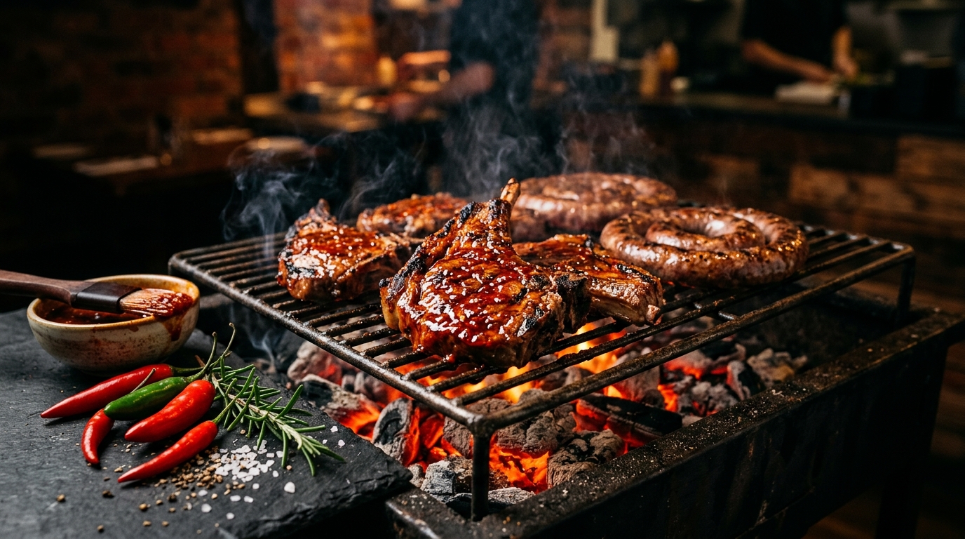 South African braai meat glazed with Rudmak Chilli Sauce